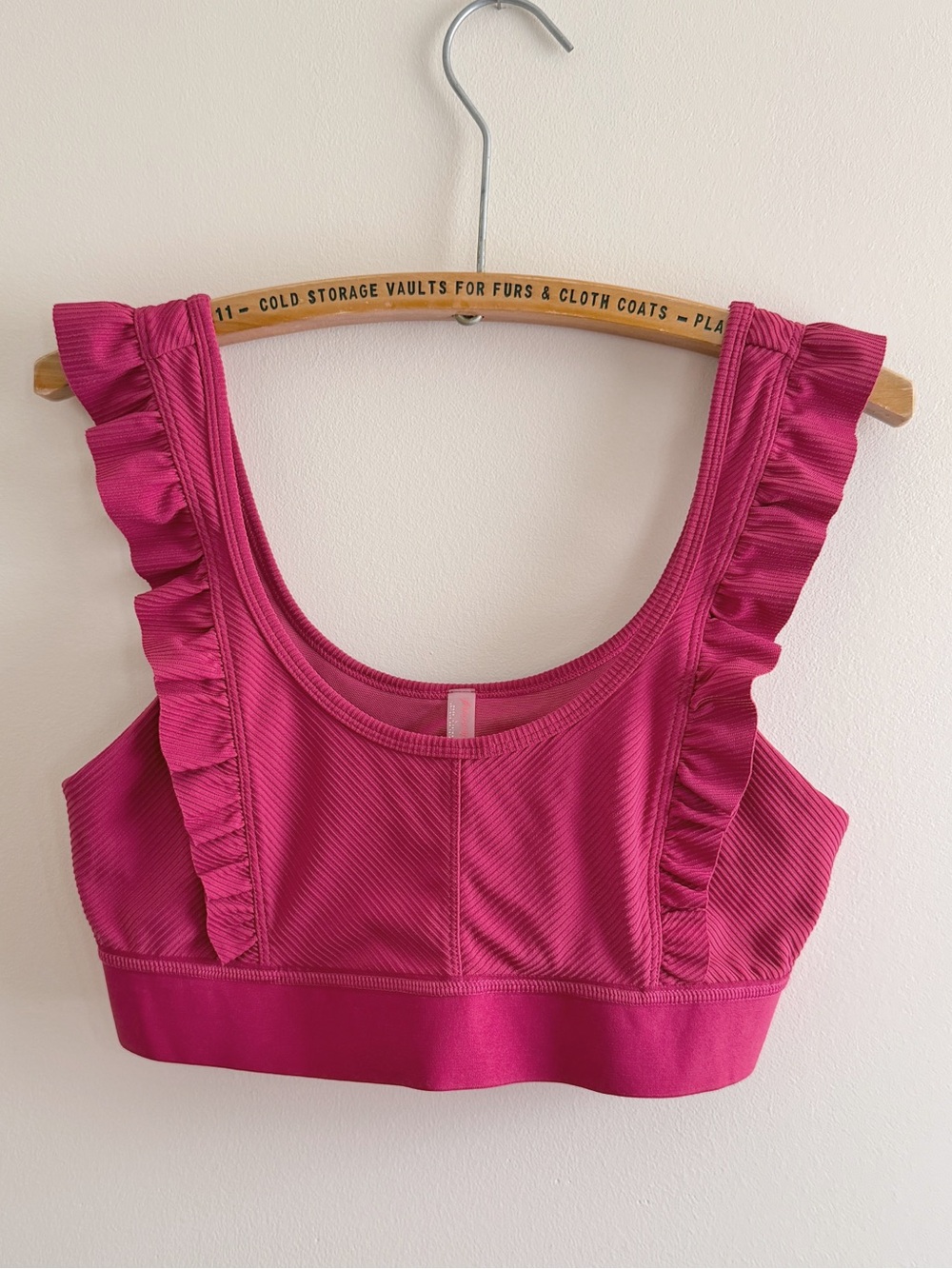 NWT fp movement Ruffled me up Sports Bra in raspberry color, size L